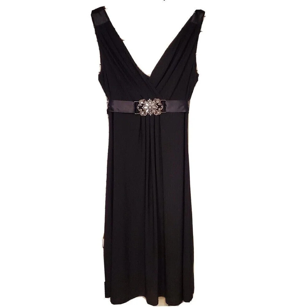 Scarlett Nite Dress Womens Size 6 Black Empire Waist Party Tie Back Vintage